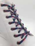 Round 'Plaid' Shoelaces - Navy, Red and Teal