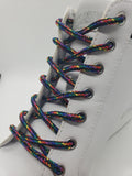 Round Rainbow Sparkle Shoelaces - Dark