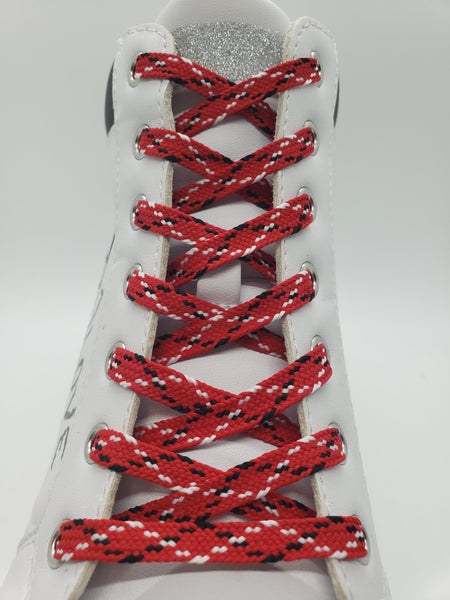 Flat Dress Shoelaces - Red, Black and White