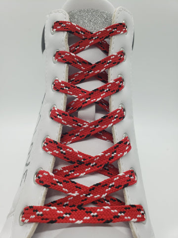 Flat Dress Shoelaces - Red, Black and White