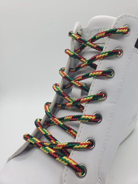 Round Rasta Shoelaces - Red, Black, Green and Gold