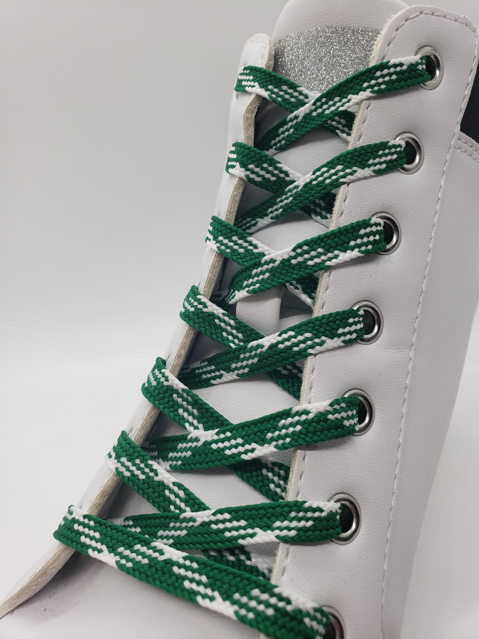 Flat Dress Shoelaces - Green and White