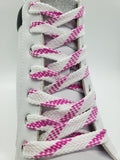 Flat Glow in the Dark Shoelaces - Pink and White