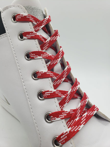 Flat Dress Shoelaces - Red and White