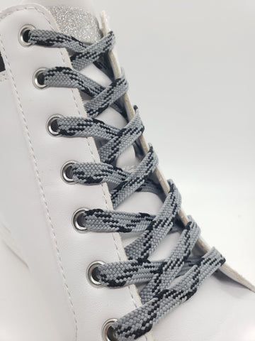 Flat Dress Shoelaces - Grey and Black