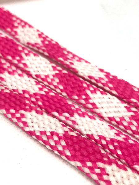 Flat Argyle Shoelaces - Pink and White