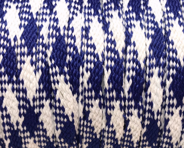Flat Argyle Shoelaces - Royal Blue and White