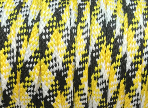 Flat Plaid Shoelaces - Yellow, Black and White