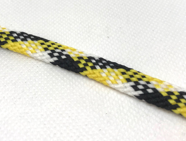 Flat Plaid Shoelaces - Yellow, Black and White