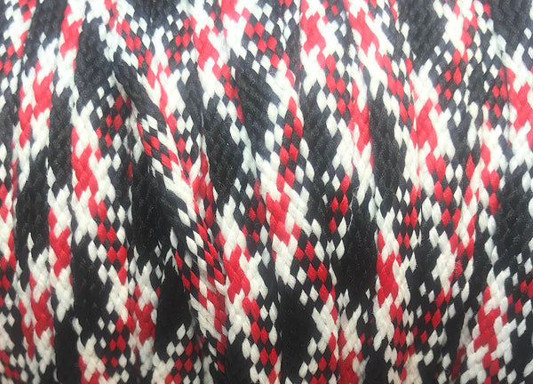Flat Plaid Shoelaces - Red, Black and White