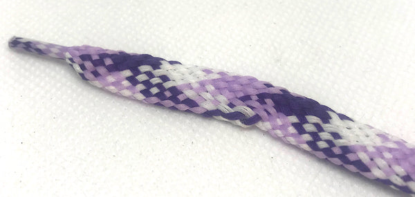 Flat Plaid Shoelaces - Purple, Lavender and White