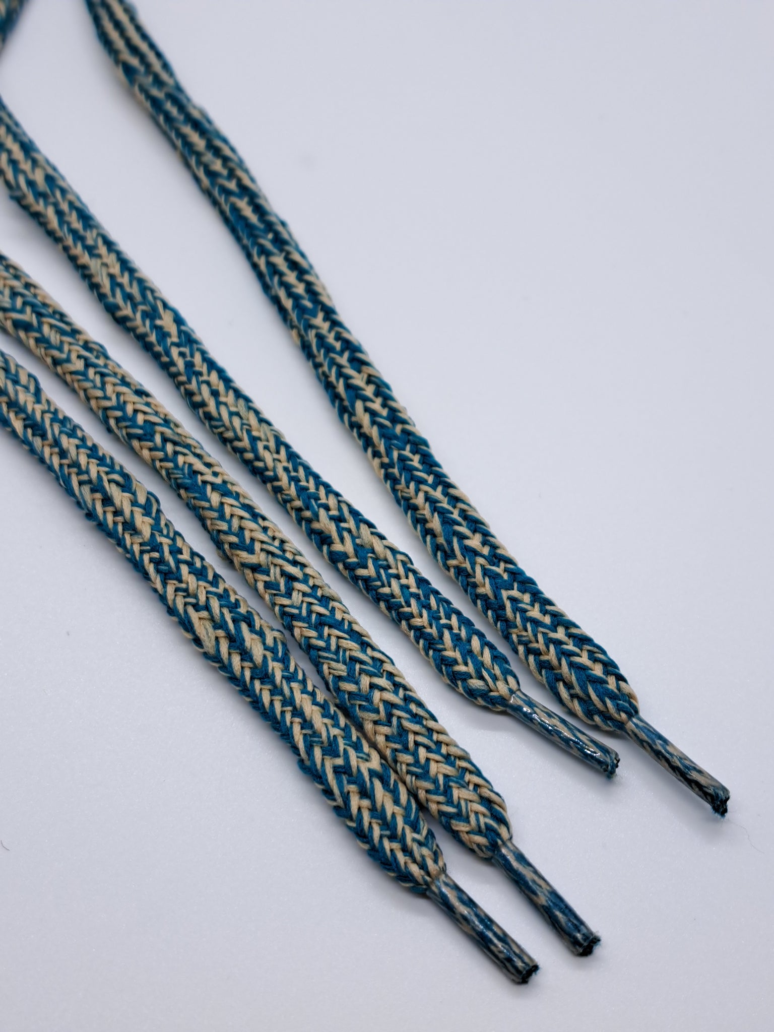 Hybrid Tweed Shoelaces - Teal and Tan