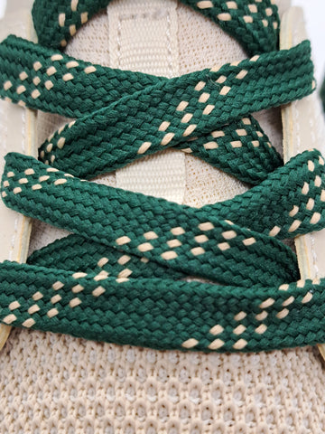 Premium Sport Laces - Forest Green with Cream Accents