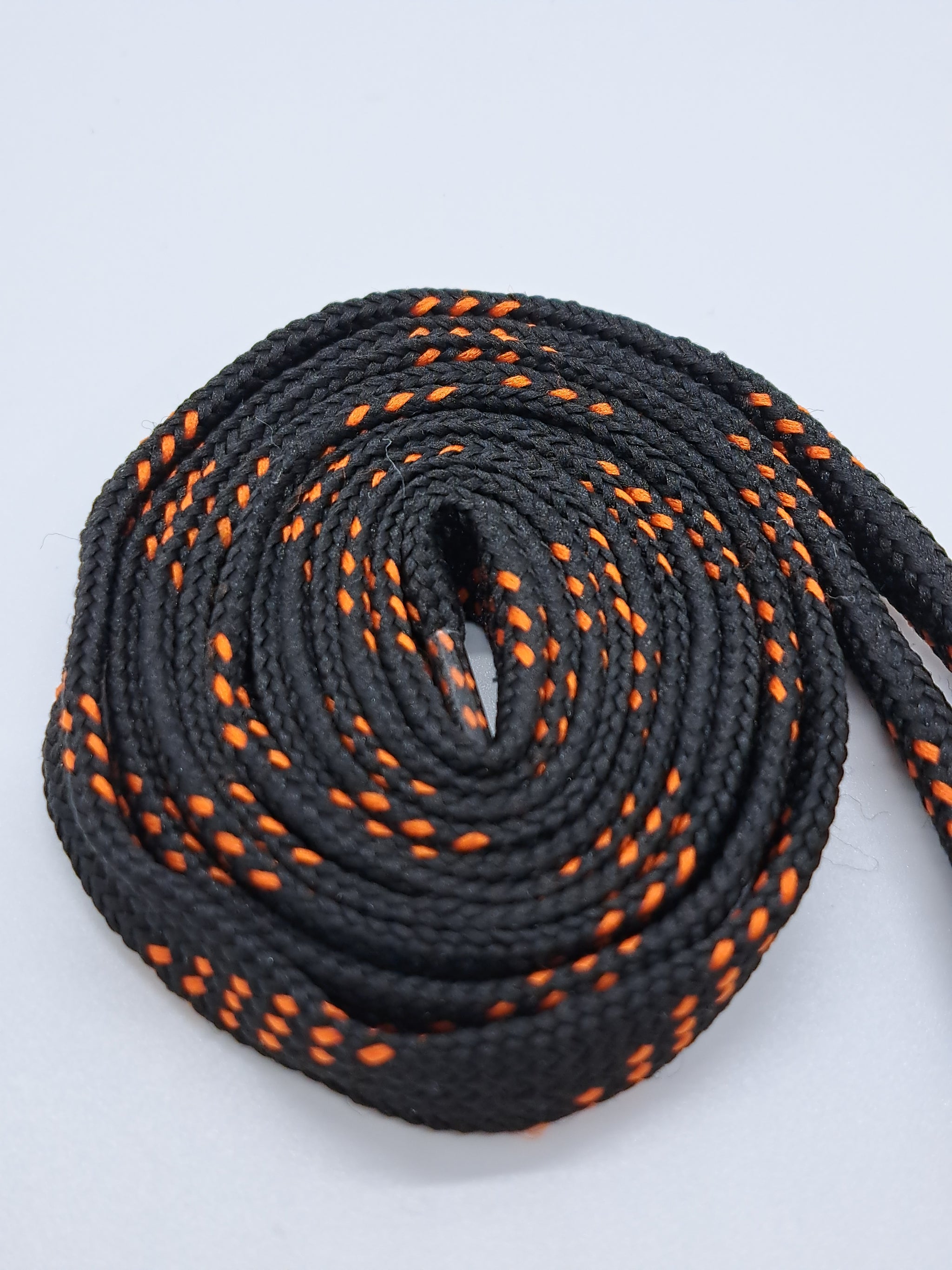 Premium Sport Laces Black with Orange Accents The Shoe Lace Factory