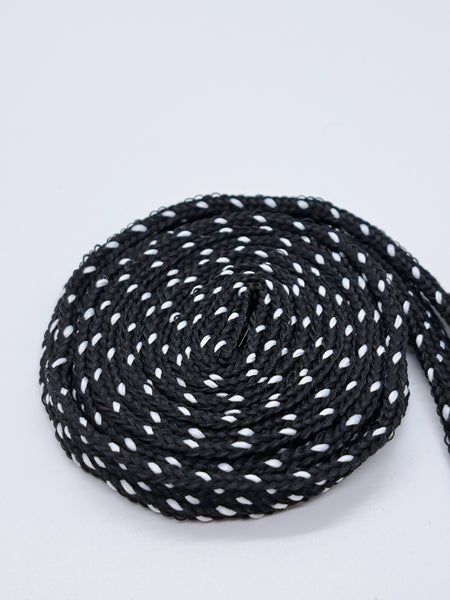 Flat Shoelaces - Black with White Dots