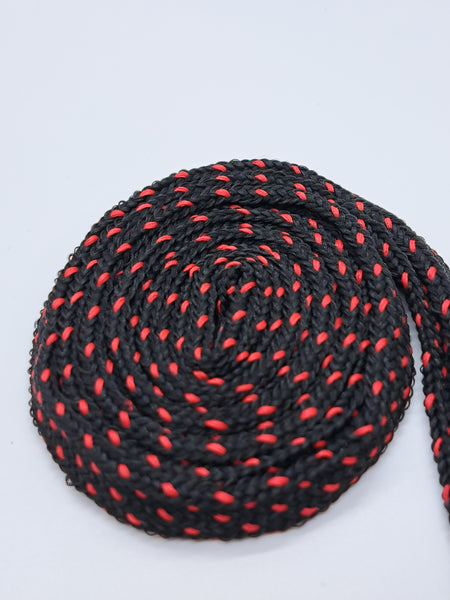 Flat Shoelaces - Black with Red Dots