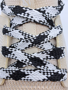 Flat Argyle Shoelaces - Black and White