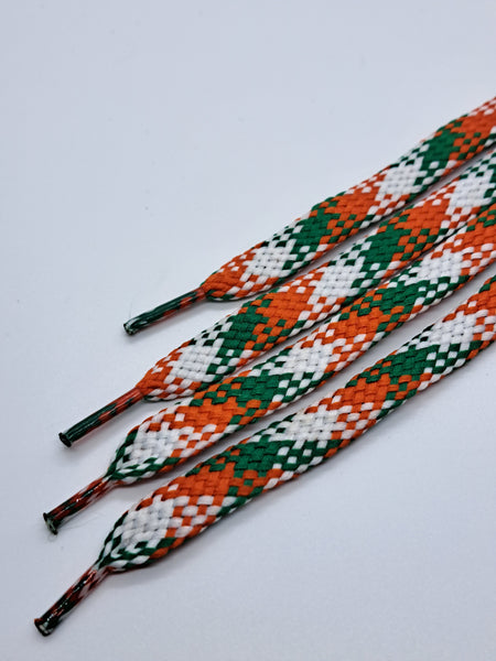 Flat Irish Flag Shoelaces - Green, Orange and White