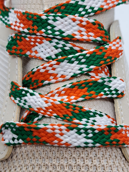 Flat Irish Flag Shoelaces - Green, Orange and White