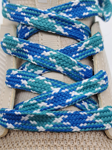 Premium Sport Laces - Royal Blue, Teal and White