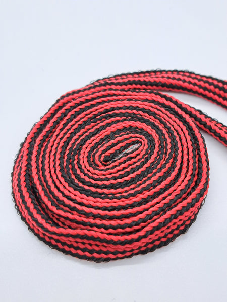 Mid Width Stripe Shoelaces - Black and Red
