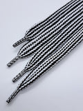 Mid Width Striped Shoelaces - Black and White
