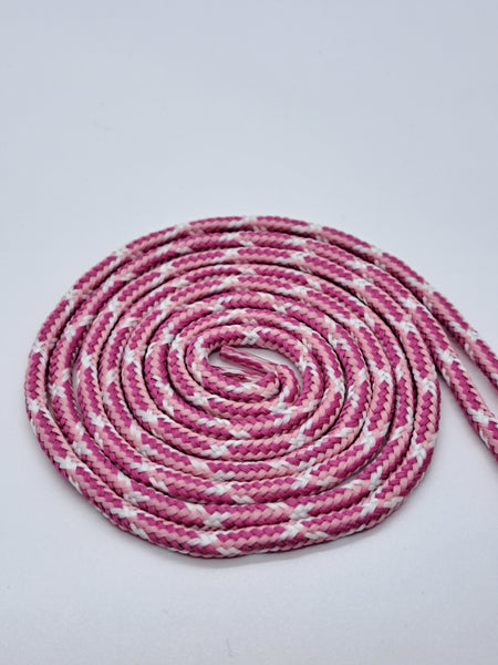 Round Multi-Color Shoelaces - Pink, Neon Pink and White