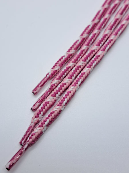 Round Multi-Color Shoelaces - Pink, Neon Pink and White