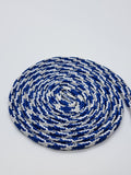 Round 'Plaid' Shoelaces - Royal, Silver and White