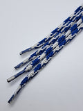 Round 'Plaid' Shoelaces - Royal, Silver and White