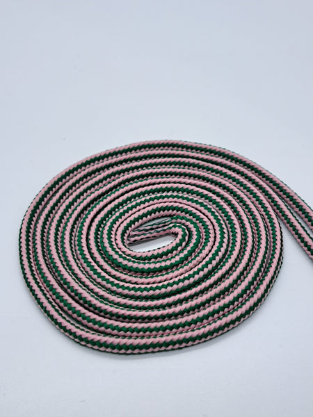 Round Striped Shoelaces - Pink and Green