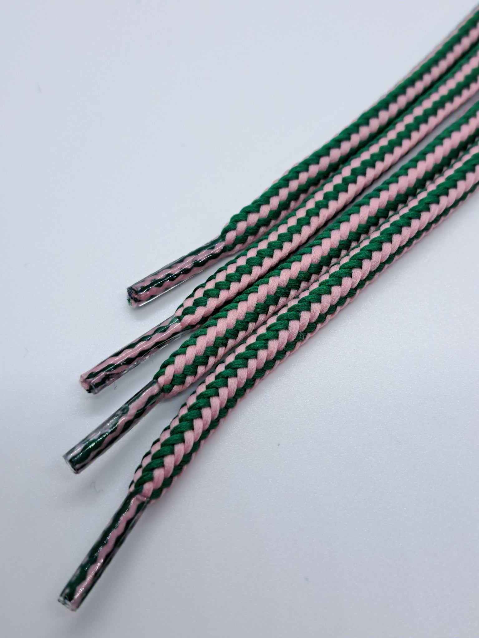 Round Striped Shoelaces - Pink and Green