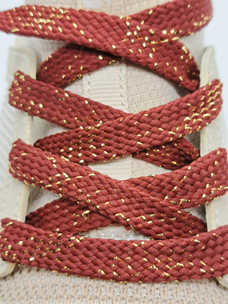 Flat Sparkle Shoelaces - Maroon