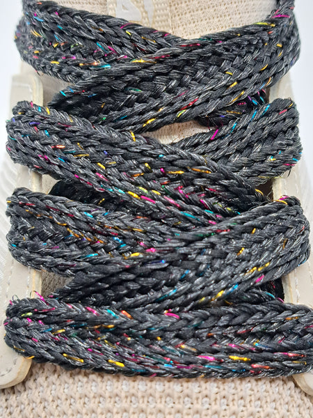 Wide Sparkle Shoelaces - Black