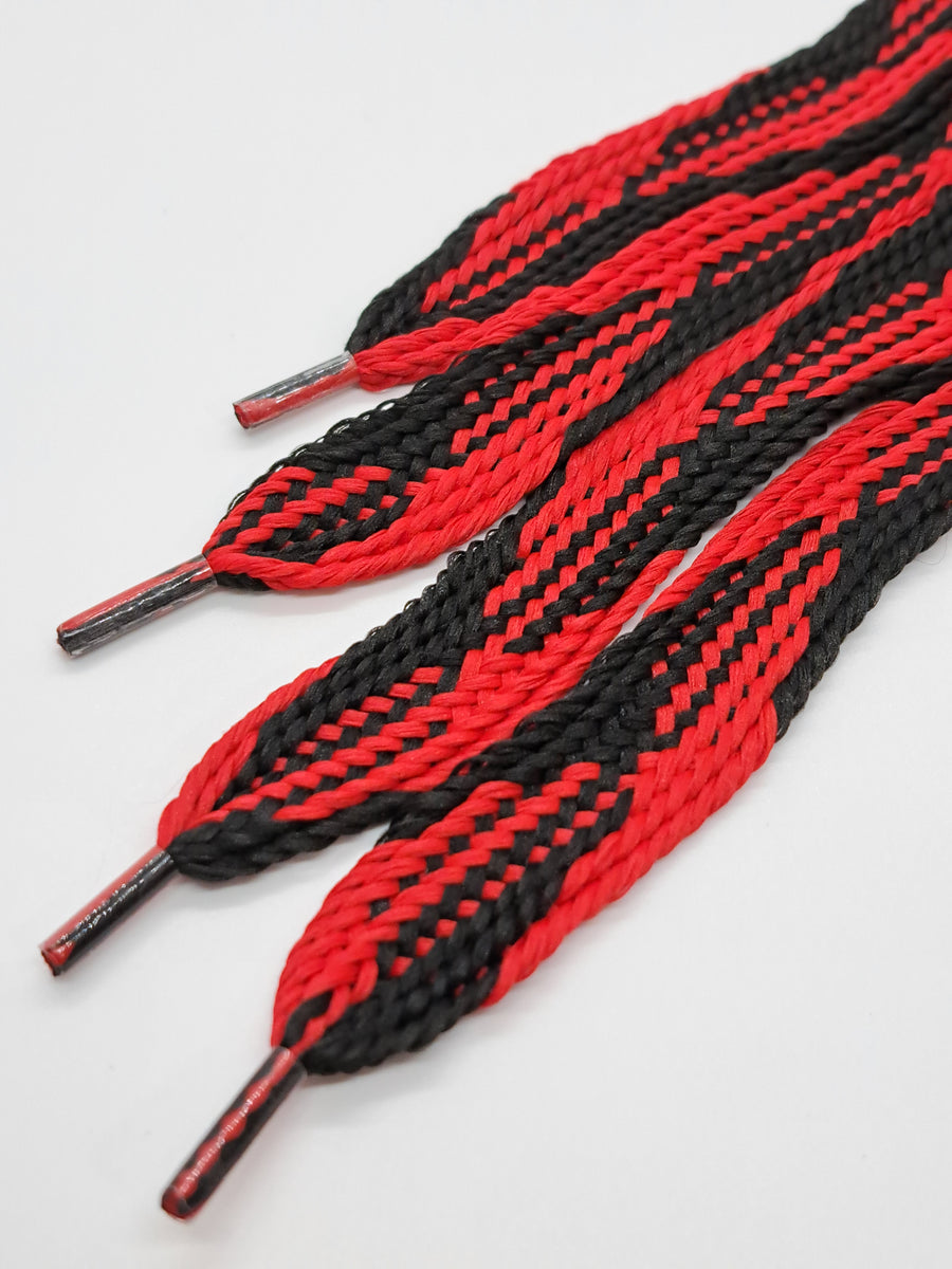 Wide Multi-Color Shoelaces - Red and Black – The Shoe Lace Factory