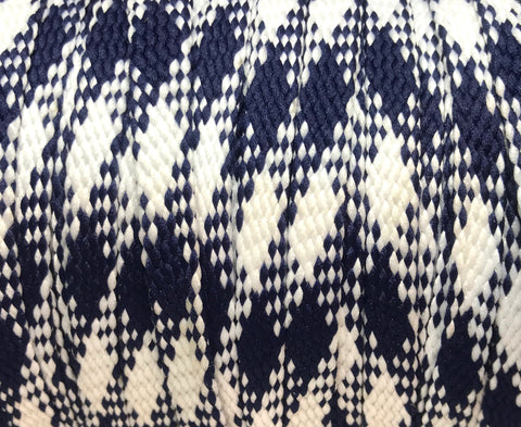 Flat Argyle Shoelaces - Navy Blue and White