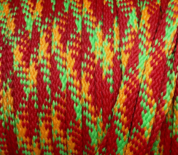 Flat Plaid Shoelaces - Lime Green, Orange and Red