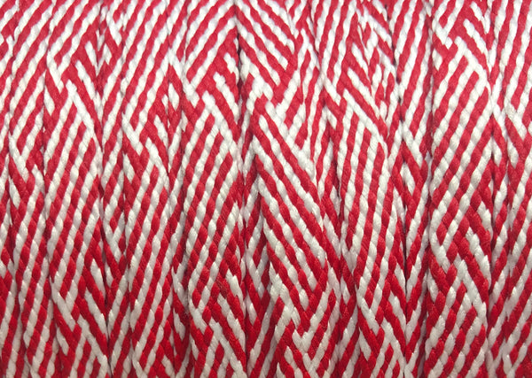 Flat Herringbone Shoelaces - Red and White