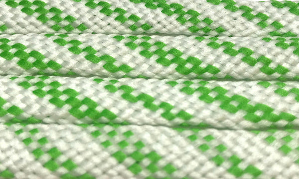 Flat Glow in the Dark Shoelaces - Neon Green and White