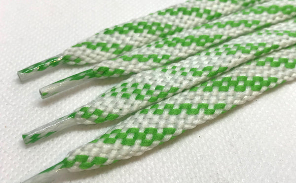 Flat Glow in the Dark Shoelaces - Neon Green and White