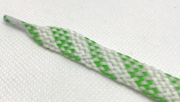 Flat Glow in the Dark Shoelaces - Neon Green and White