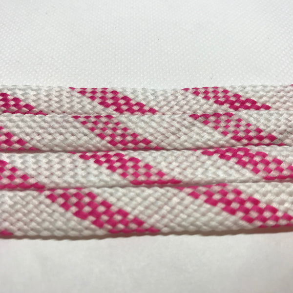 Flat Glow in the Dark Shoelaces - Pink and White