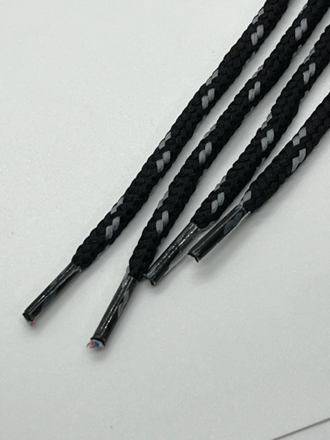 Round Classic Shoelaces - Black with Dark Gray Accents
