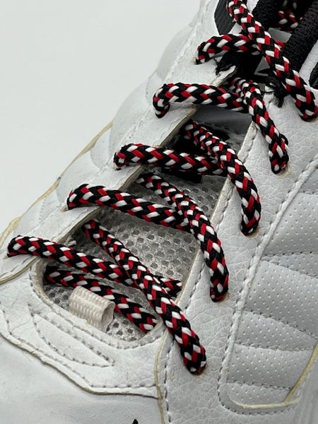 Round Multi-Color Shoelaces - Black, Red and White