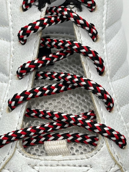 Round Multi-Color Shoelaces - Black, Red and White