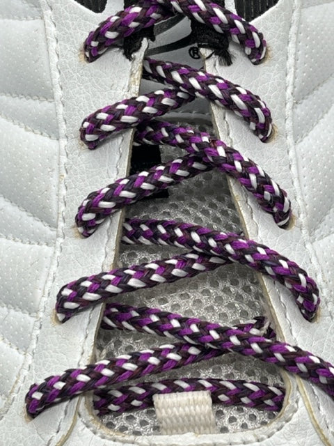 Round Chevron Shoelaces - Eggplant, Purple and White