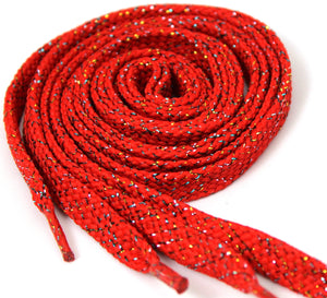 Flat Sparkle Shoelaces - Red