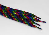 Flat Rainbow Sparkle Shoelaces - Dark