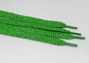 Flat Sparkle Shoelaces - Lime Green