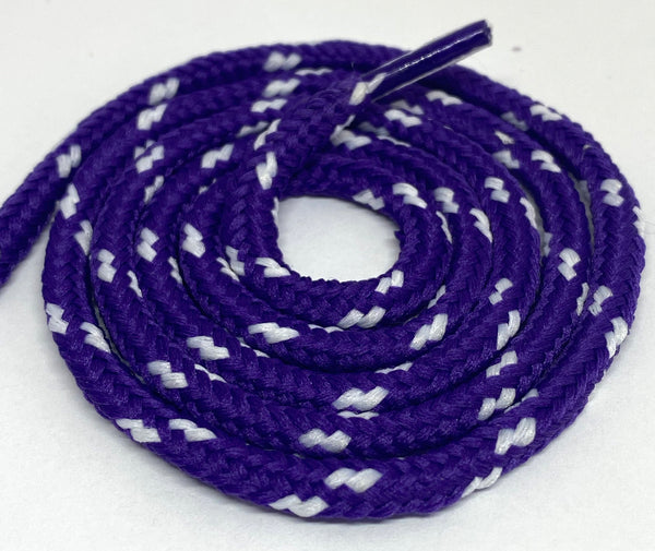 Round Classic Shoelaces - Purple with White Accents